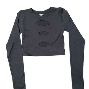 Garage Black Long Sleeve Cut Out Crop Top